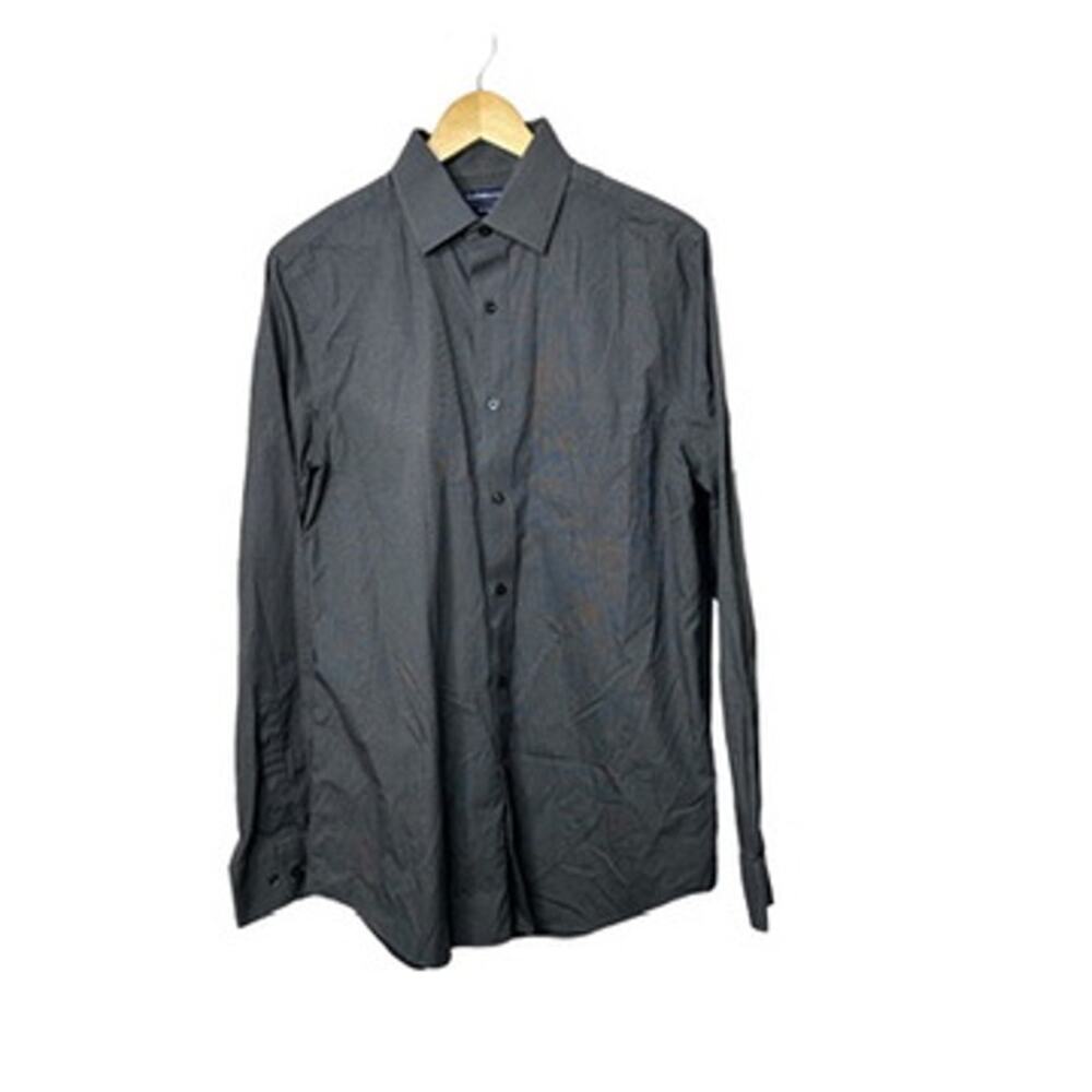 Croft & Barrow Slim Fit No Iron Dark Gray Long Sleeve Button-Up Shirt 15.5 34/35